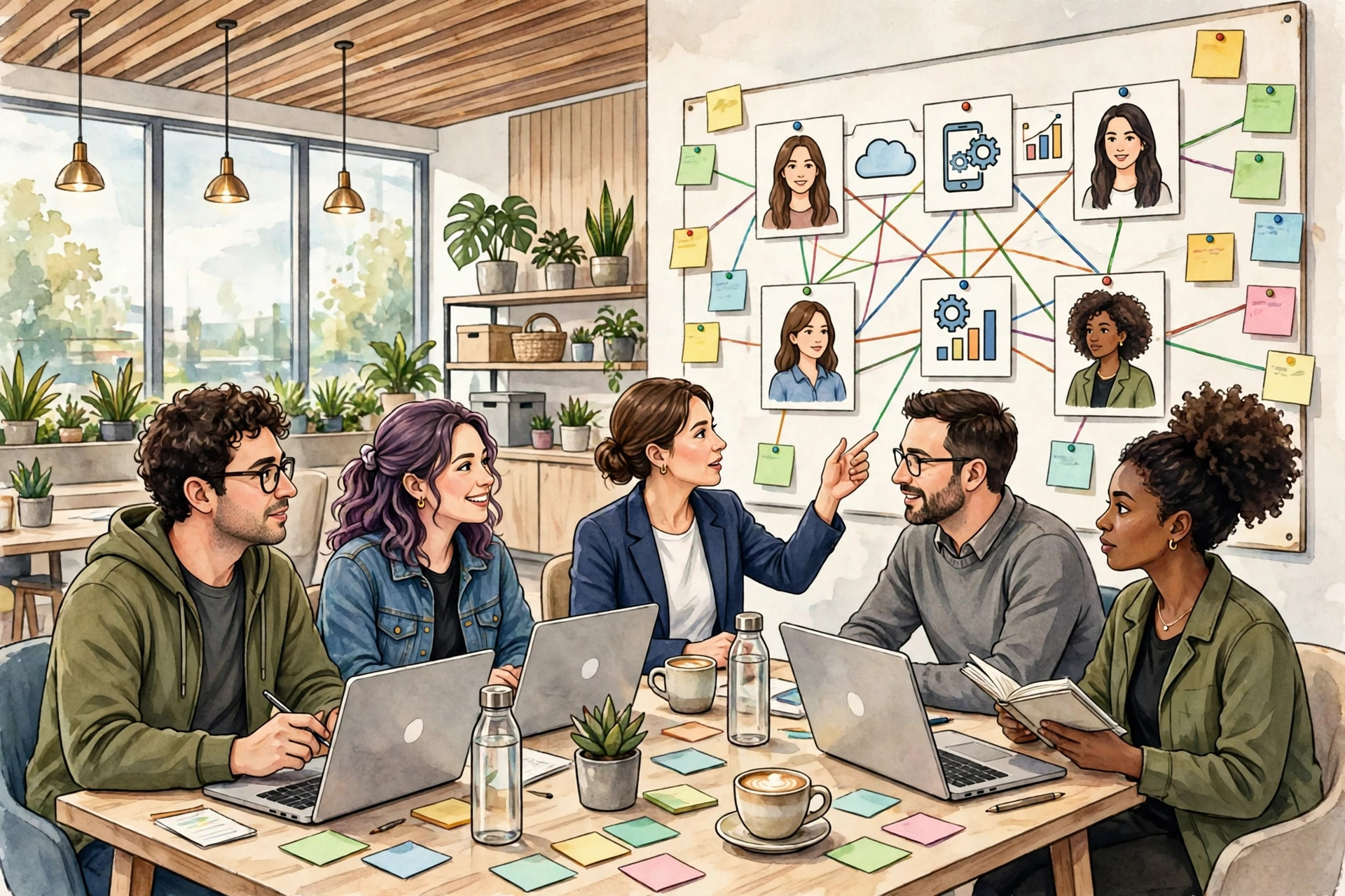 エンジニアと企業のマッチングを話し合うチーム
